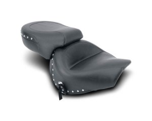 Honda VT750 Ace Two-Piece Motorcycle Seat - Mustang Motorcycle - Wide Touring, Chrome Studded w/Conchos - Black - `98-`03
